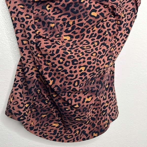Assets by Spanx Brown Leopard Print Swim Tankini Top Women's Sz S - Picture 2 of 6